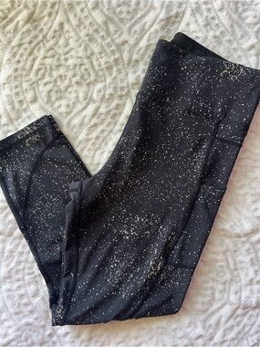 ZYIA Active Black Speckled High Waisted Pocket Leggings Size 14-16